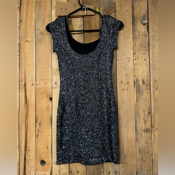 Divided by H&M brand rainbow sequin fitted mini cocktail dress, ladies' size 2 - Picture 4 of 5
